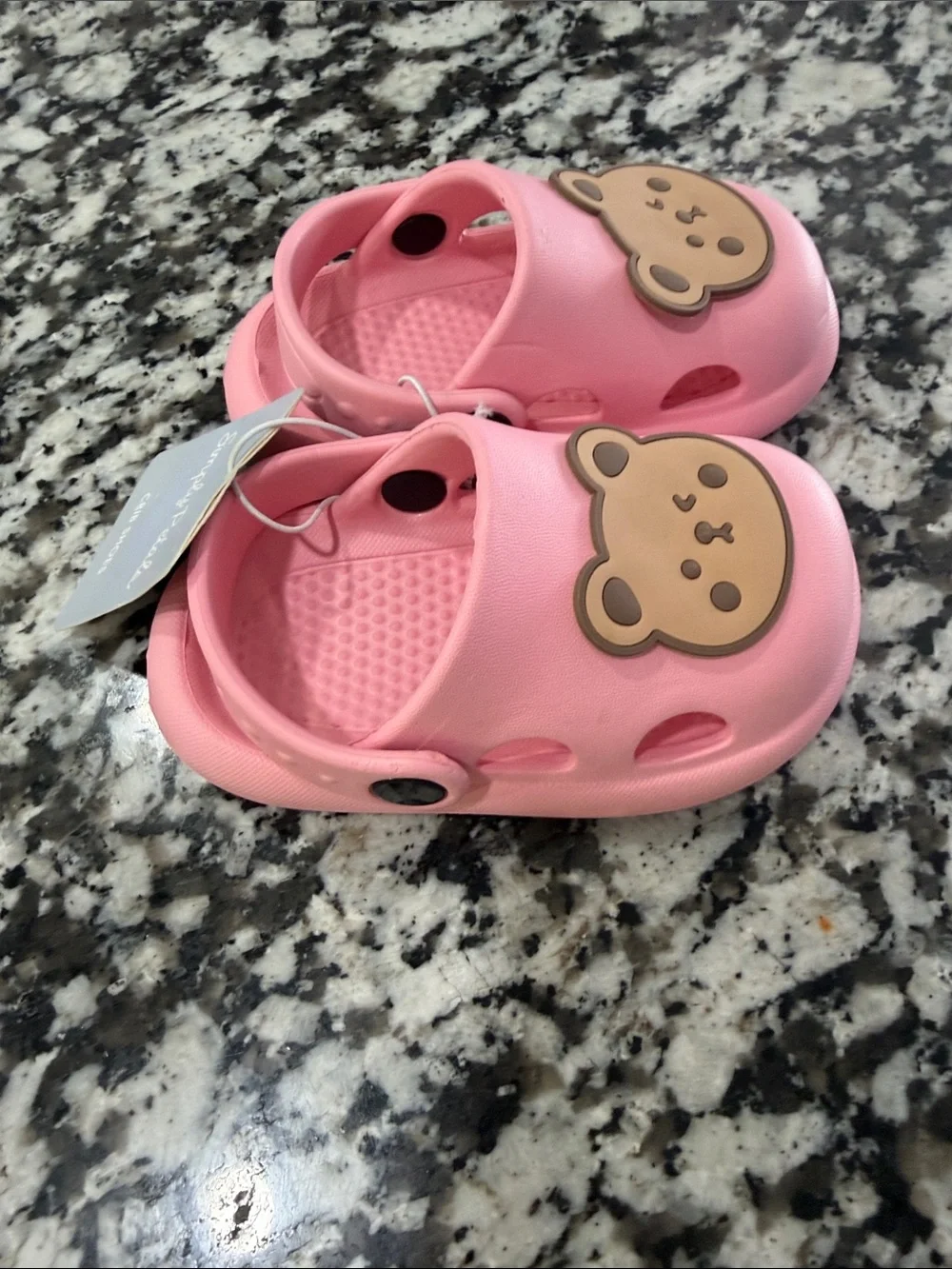 Pink Baby Crib Clogs with Bear Accent